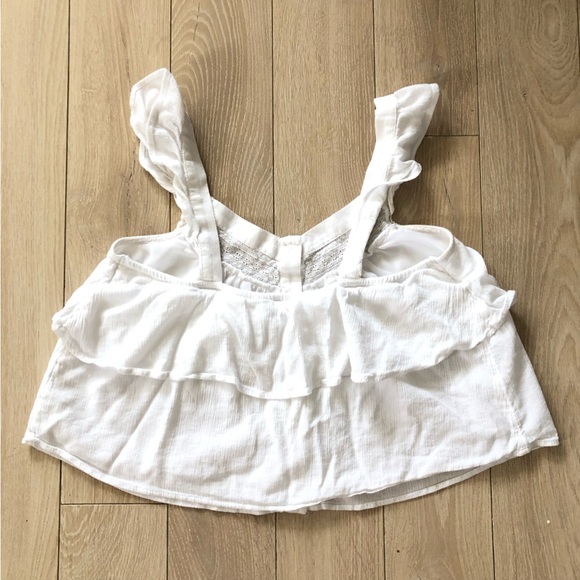American Eagle Outfitters Lace Detailed Tiered Ruffle Top in White Size M - Picture 4 of 11